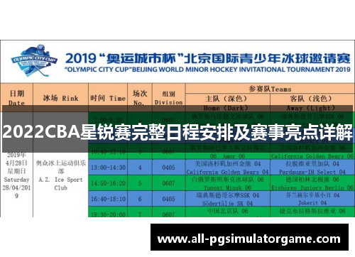 2022CBA星锐赛完整日程安排及赛事亮点详解