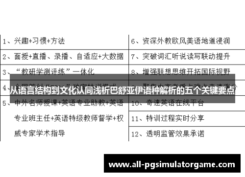 从语言结构到文化认同浅析巴舒亚伊语种解析的五个关键要点